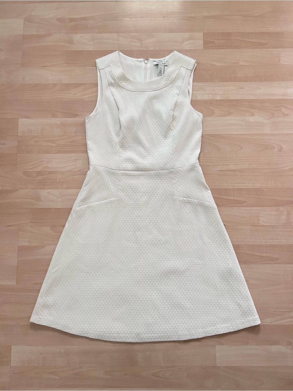 NWT White House Black Market Cream Textured Sleeveless A-Line Dress
